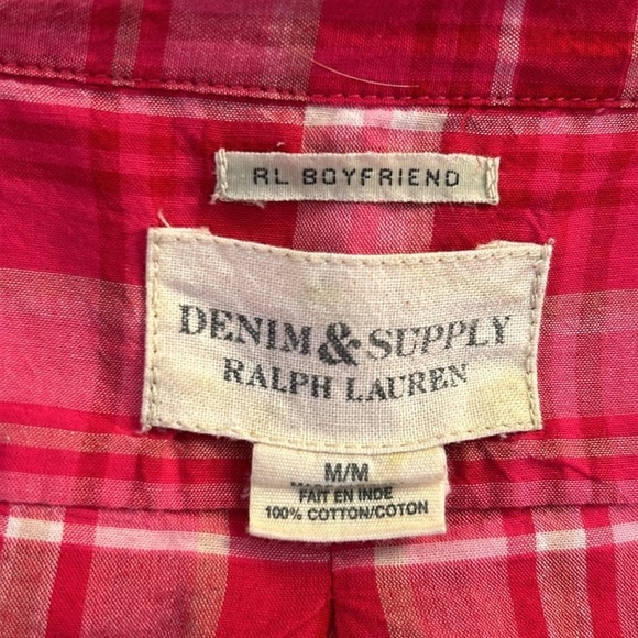 Ralph Lauren Denim & Supply Pink & White Plaid Long Sleeve Button Down Top Sz M - Picture 5 of 5